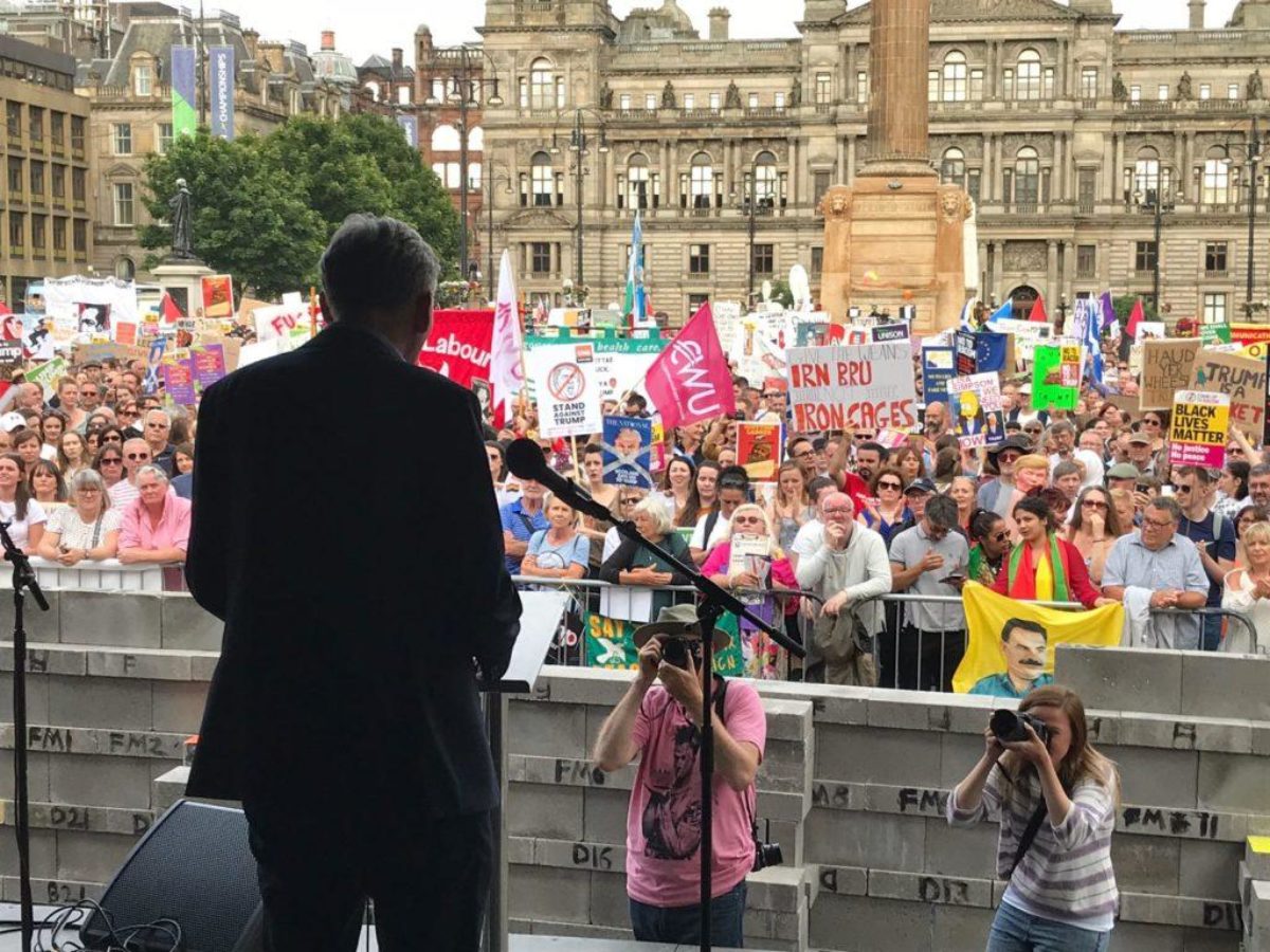 Richard Leonard, Leader of Scottish Labour speaks at the "Dump Trump" rally 13 July 2018