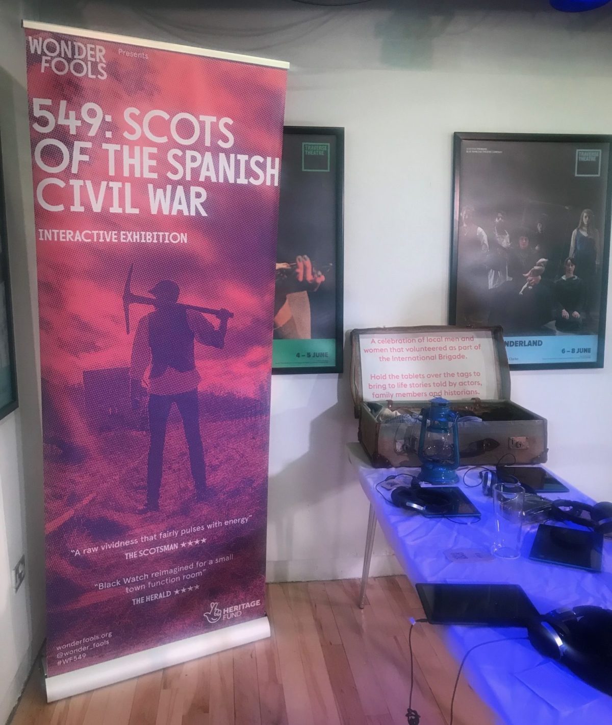 Lobby exhibition at The Traverse Theatre complementing peformances of 549: Scots of The Spanish Civil War© 2019 Gordon Munro