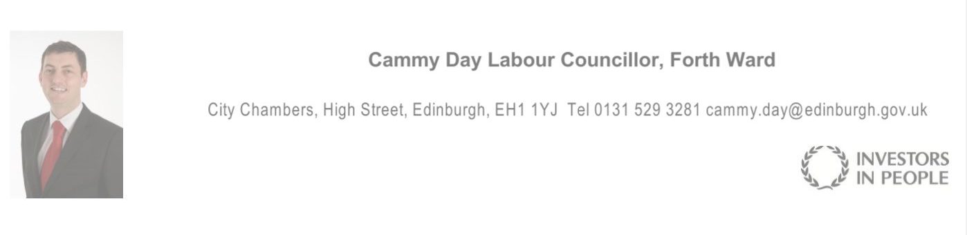 Masthead of official notepaper of Cammy Day, Depute Leader of Edinburgh City Council