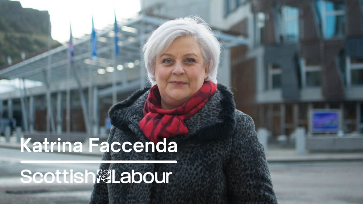 Katrina Faccenda, Scottish Labour Candidate for Edinburgh Northern and Leith Constituency standing in front of the Scottish Parliament Building - February 2021